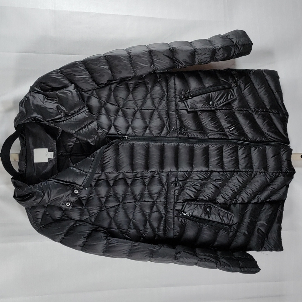 I152 Halogen black quilted goose down puffy coat L